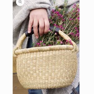 Natural Baby  Basket with Leather Handle